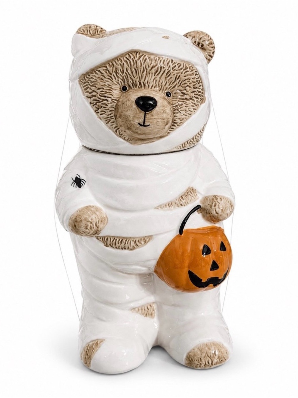 Halloween Mummy Teddy Bear Pumpkin Cookie Jar Fall Kitchen Decor